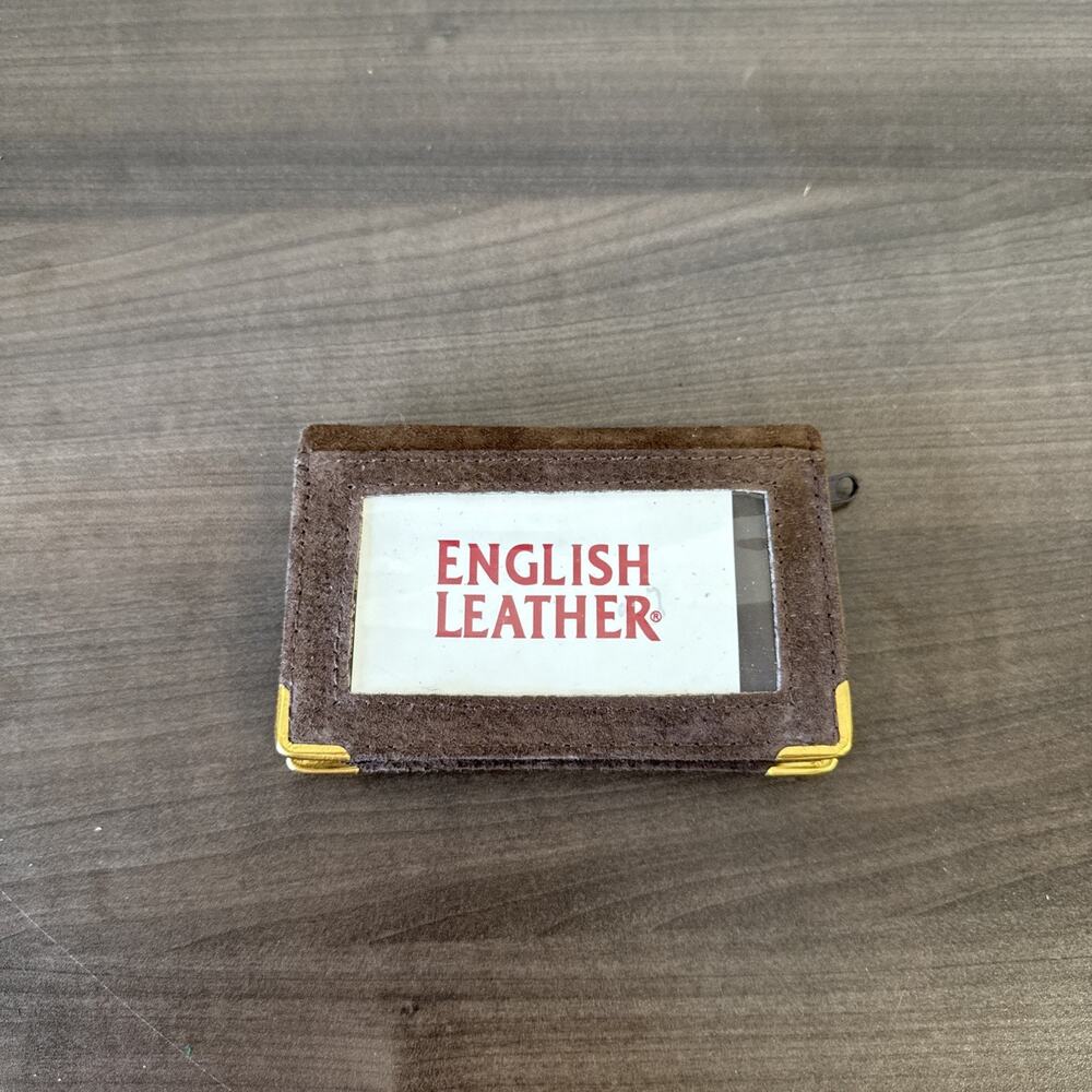 Genuine Brown Suede Leather Credit Card ID Photo Holder Wallet NEW